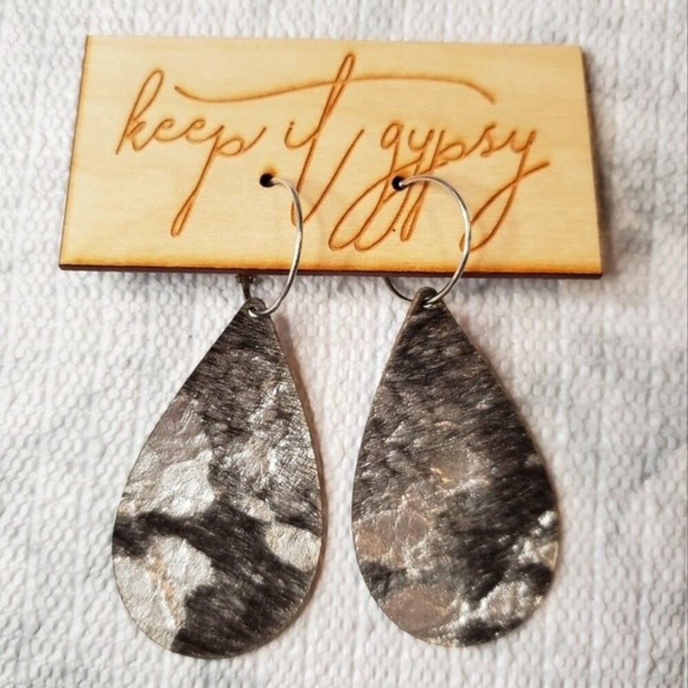 Keep It Gypsy Boho Leather Statement Earrings NWT
